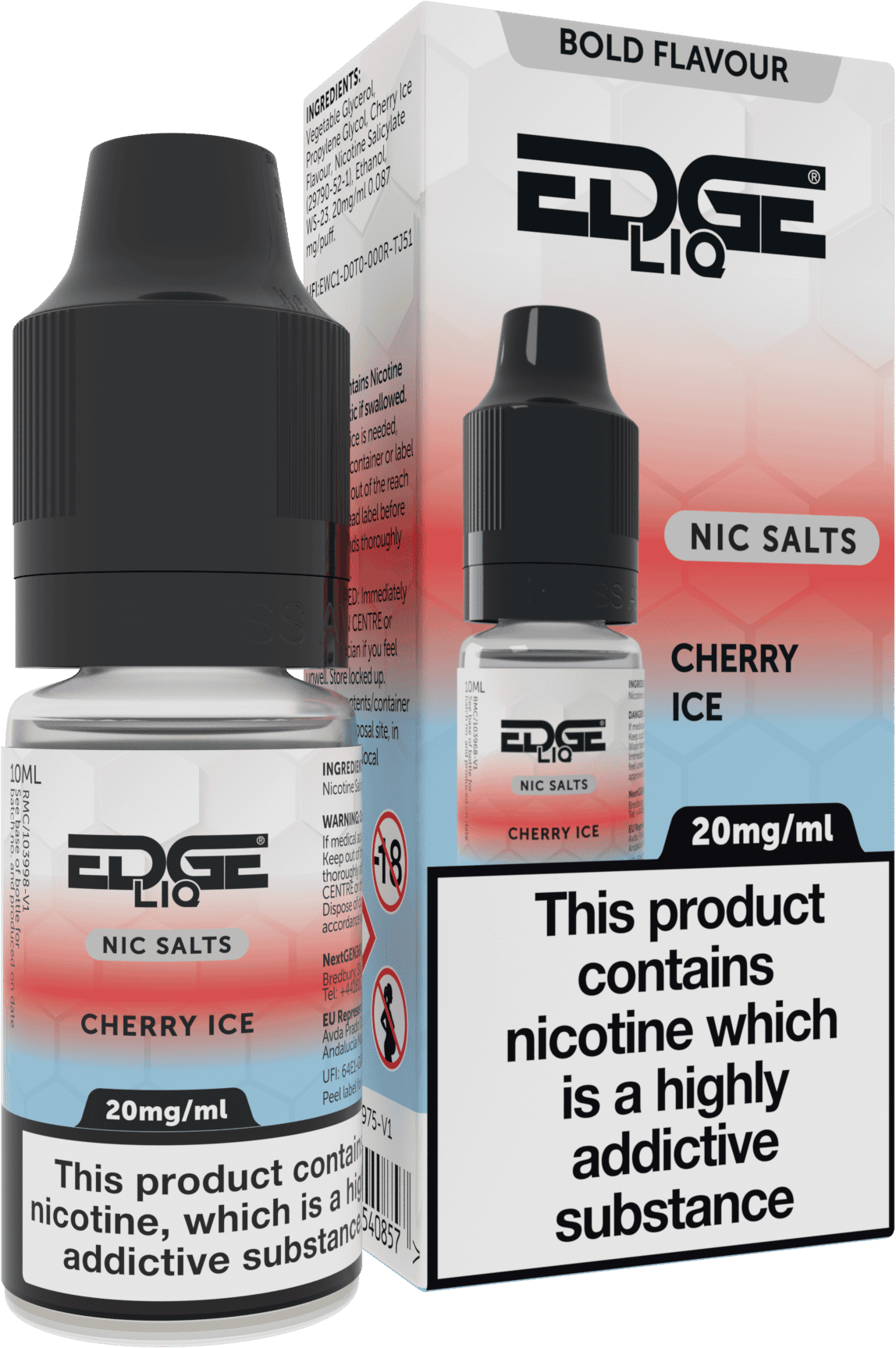 EDGE Vaping Nic Salts 10ml E-liquid Bottle & Carton Cherry Ice 20mg.png
