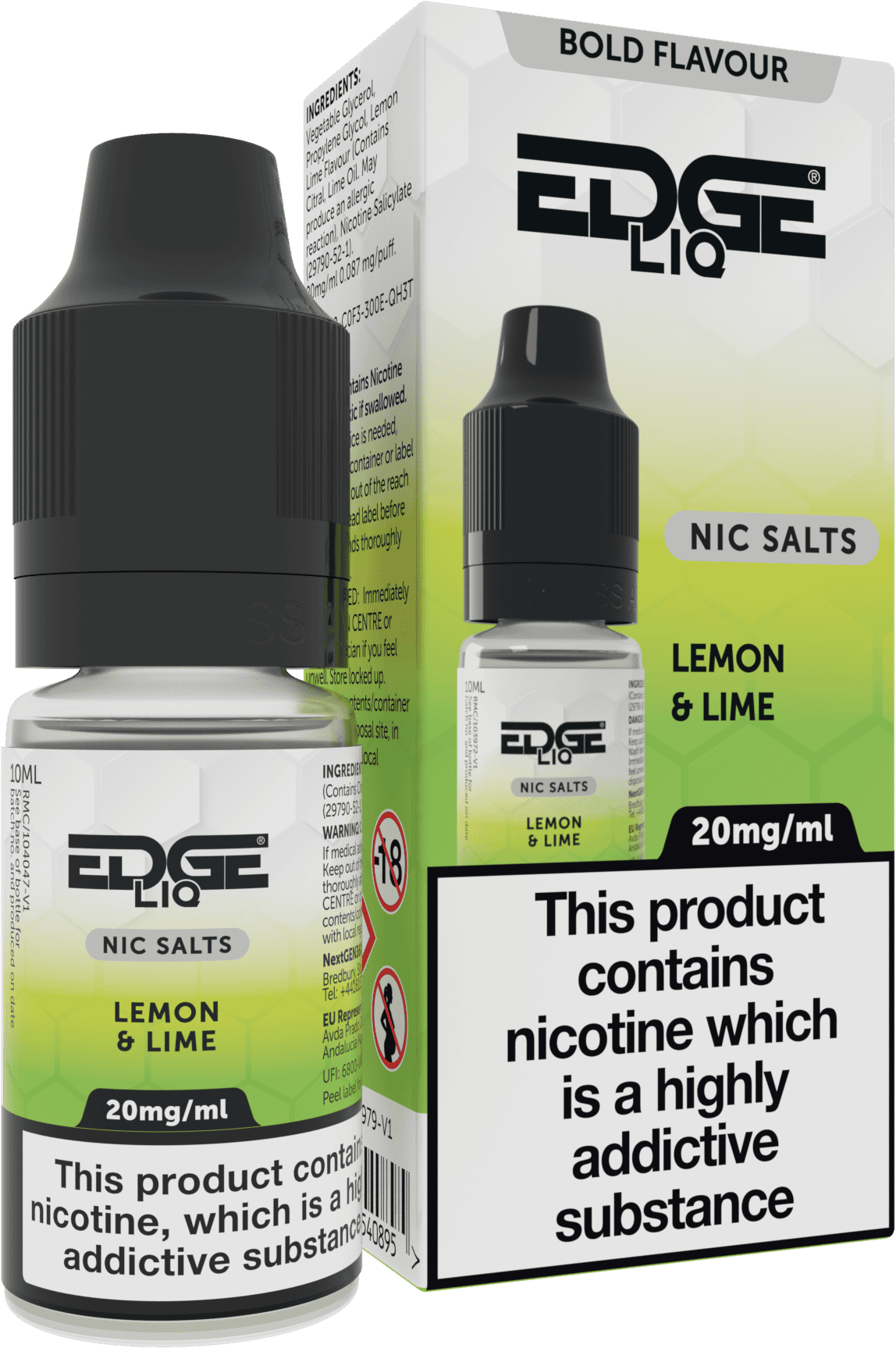 EDGE Vaping Nic Salts 10ml E-liquid Bottle & Carton Lemon & Lime 20mg.png